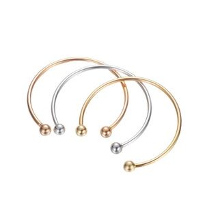 Linx Stainless Steel Open Bangle Charm Bracelet